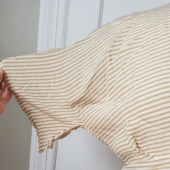 Faithfull the Brand Cream and Tan Striped Midi Dress - Picture 6 of 13